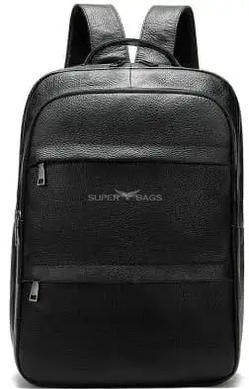 Мужской рюкзак черного цвета из натуральной мягкой кожи Keizer