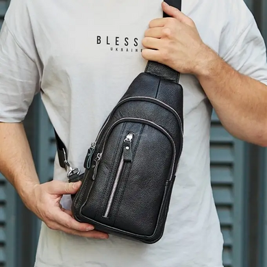 Мужской кожаный рюкзак кросс-боди Tiding Bag черный