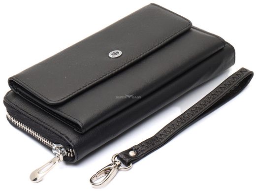 Черный многофункциональный кошелек-клатч из натуральной кожи ST Leather ST027-1