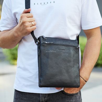 Мужская кожаная сумка классическая через плечо черная BX-1726