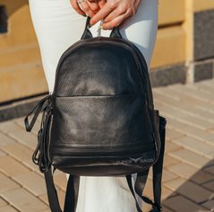 Женский чёрный городской рюкзак из натуральной кожи Tiding Bag - 24396