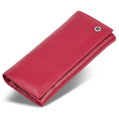 Бордовый классический кошелек с фиксацией на кнопку из натуральной кожи BOSTON B233