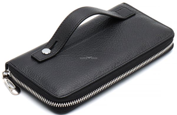 Черный кошелек-клатч из натуральной кожи c ремешком на запястье и ладонь ST Leather ST45-1