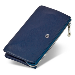 Темно-синий женский кошелек-клатч из натуральной кожи на молнии ST Leather ST008