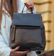 Тёмно-коричневый  рюкзак-сумка из натуральной кожи Tiding Bag - 24388