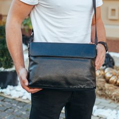 Мужская деловая кожаная сумка на три отделения Leather Collection Черная МК-2357