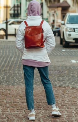 Женский красный кожаный городской рюкзак Borsa Leather BL-144574