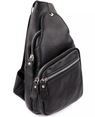 Кожаный мужской плечевой рюкзак кросс-боди Tiding Bag черный