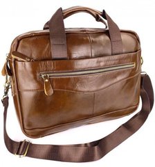 Яркая кожаная офисная сумка-портфель для документов JZ Коричневая МК-2362