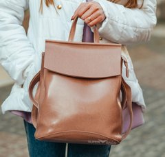 Женский розово-лиловый городской рюкзак из натуральной кожи Tiding Bag - 24337