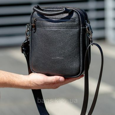 Мужская сумка-мессенджер из натуральной кожи черная BX-11130
